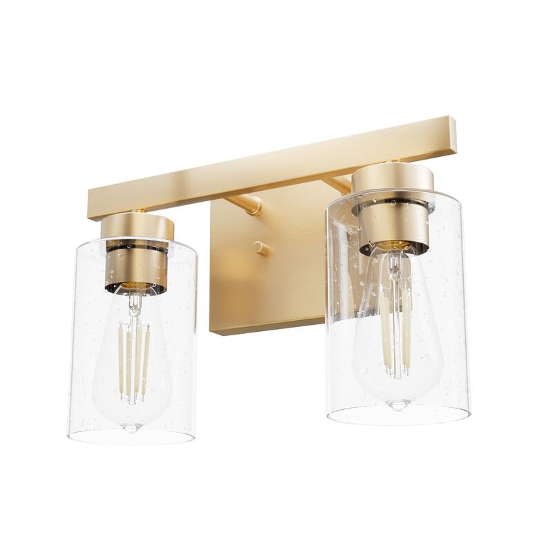 Hunter Hartland Bathroom Vanity Wall Light, Damp Rated - Transitional, Rustic, Contemporary - Clear Seeded Glass
