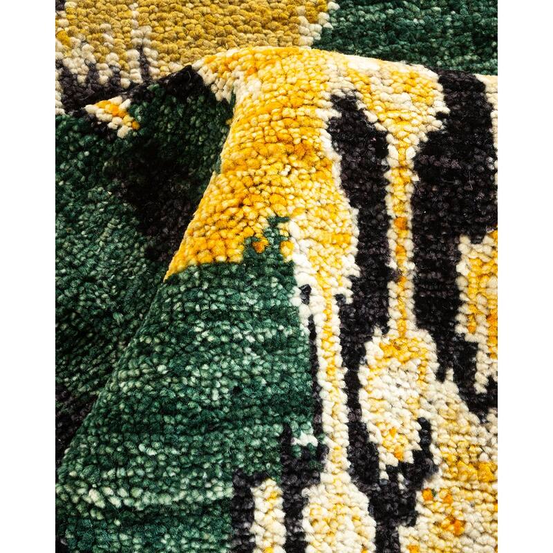 Overton Hand Knotted Wool Contemporary Ikat Black Area Rug - 6' x 9'