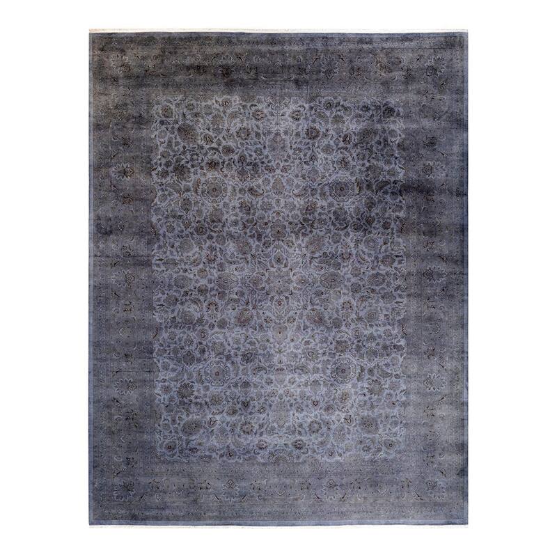 Overton Hand Knotted Wool Vintage Inspired Modern Contemporary Overdyed Gray Area Rug - 9' 3" x 11' 10"