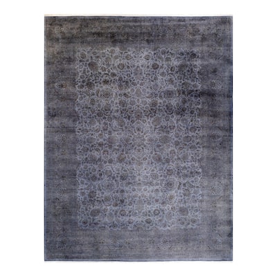 Overton Hand Knotted Wool Vintage Inspired Modern Contemporary Overdyed Gray Area Rug - 9' 3" x 11' 10"