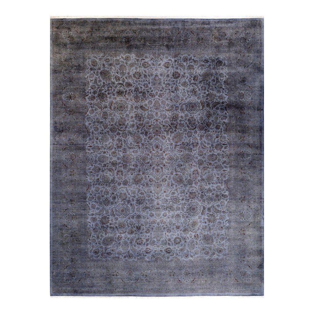 Overton Hand Knotted Wool Vintage Inspired Modern Contemporary Overdyed Gray Area Rug - 9' 3" x 11' 10"