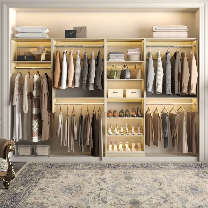 Cimly 94.4'' Set of 3 Wide Floating Closet System, Heavy-duty Closet Organizer with 5 Hanging Rods