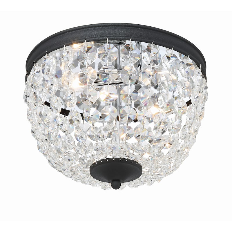 Nola 2 Light Black Forged Ceiling Mount - 11.5"W x 8.5"H