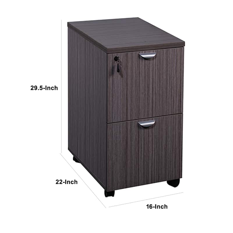 Kery 2 Drawer Mobile Pedestal File Cabinet with Lock, Driftwood Gray