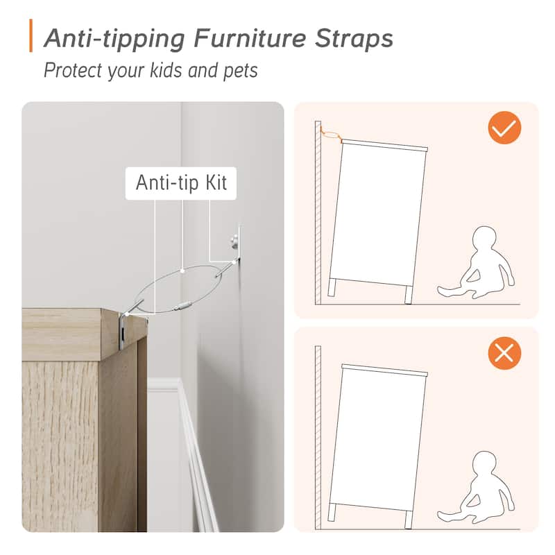 WAMPAT Home Office Furniture Set, 58" Executive Desk with Drawers, 4-Column 71" Tall Bookcase with Doors and Adjustable Shelves