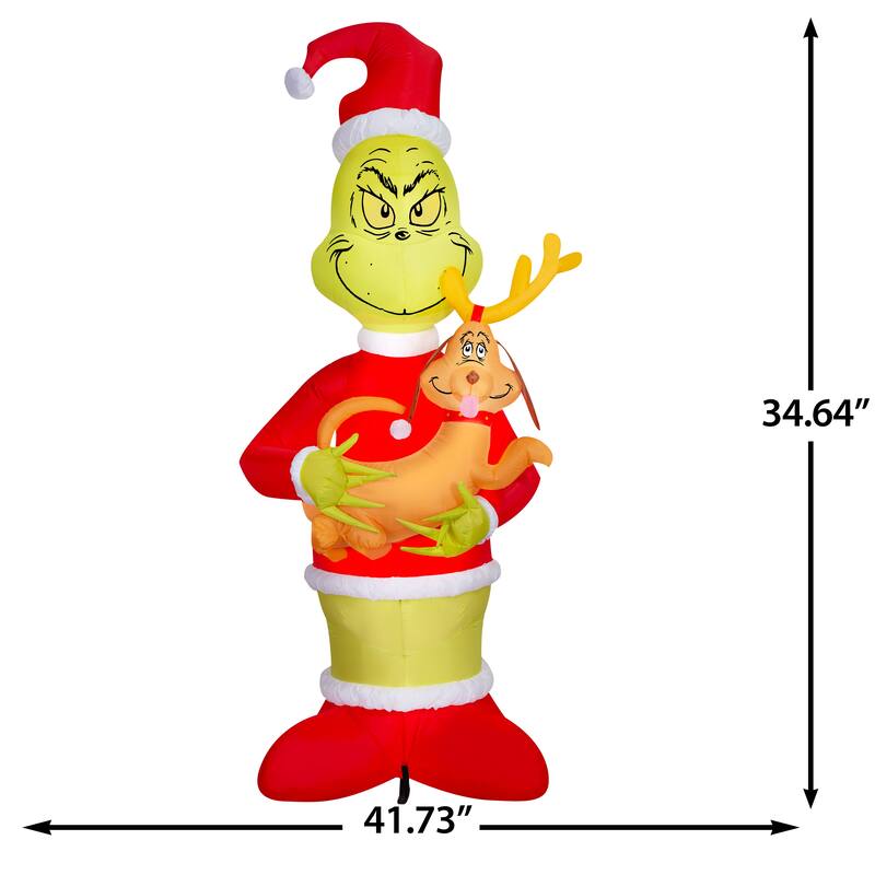 Airblown-Grinch Holding Max-Giant Scene-Dr. Seuss