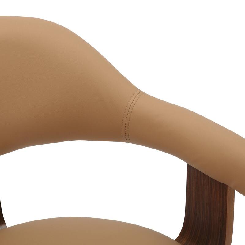 Brivo Modern Leather Swivel Accent Dining Chair in Solid Wood Frame with Open Curved Back Design for Home Living or Dining Room