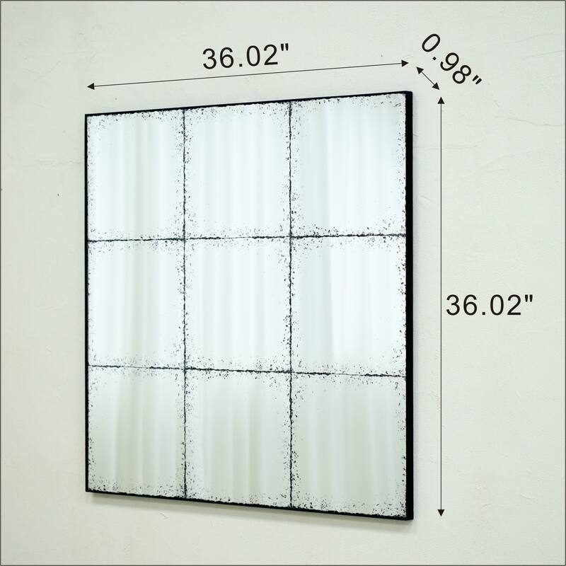 Square wall-mounted mirror - Black,White