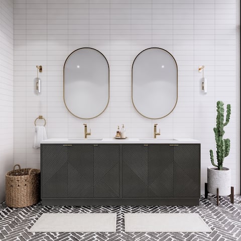 Milano 84 Freestanding Bathroom Vanity with Double White Sink