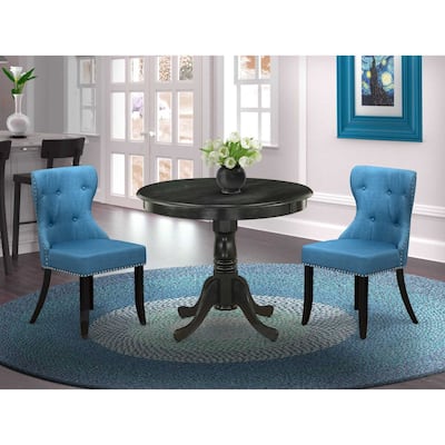 3-Piece Wirebrushed Black Solid Wood Top - Dining Room Set (Seats- 4)