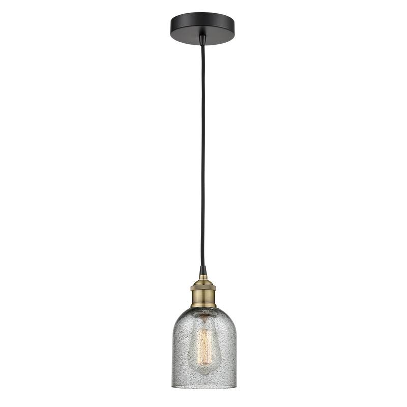 Innovations Lighting Caledonia - 1 Light 5" Cord Hung Mini Pendant - Charcoal/Black Antique Brass