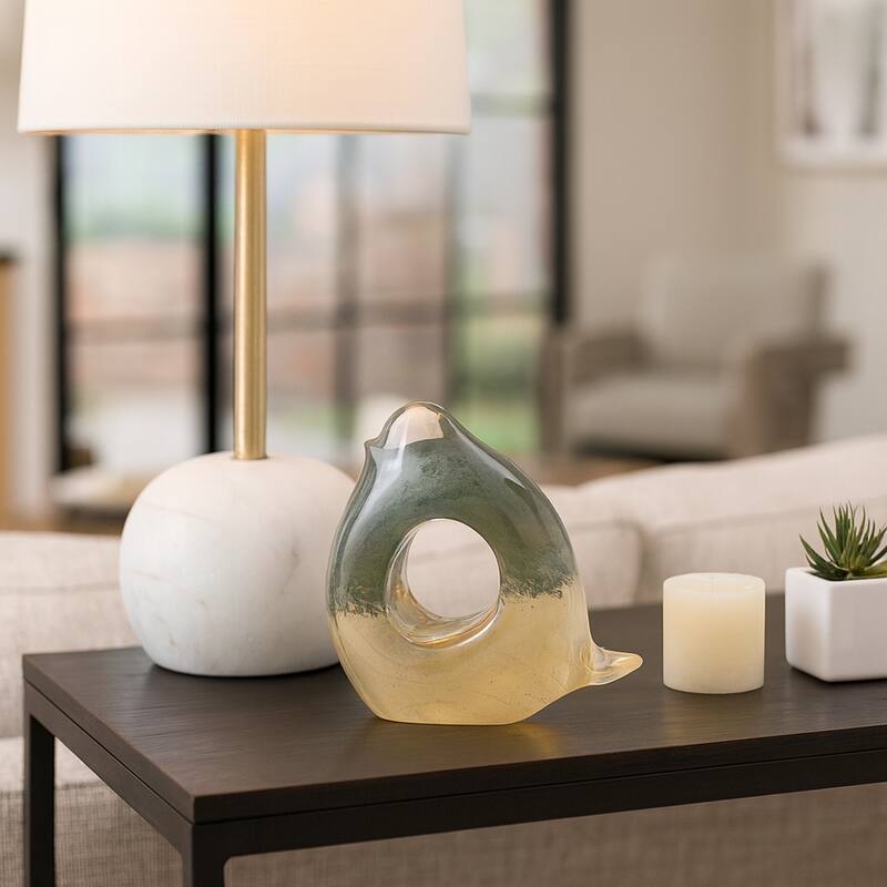 Artistic Glass Bird Statue with Hollow Center - Green