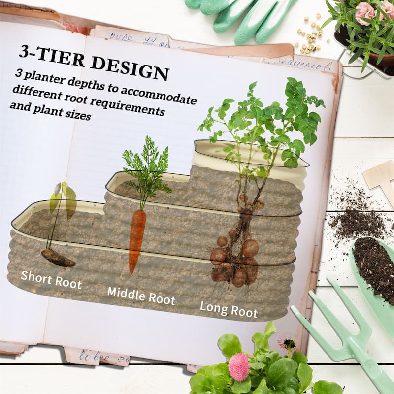 Outsunny 3-Tier Galvanized Steel Raised Garden Bed Kit