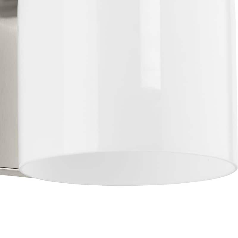 Fessler Collection One-Light Brushed Nickel Opal Glass Farmhouse Bath Light - 5 in x 7 in x 9 in