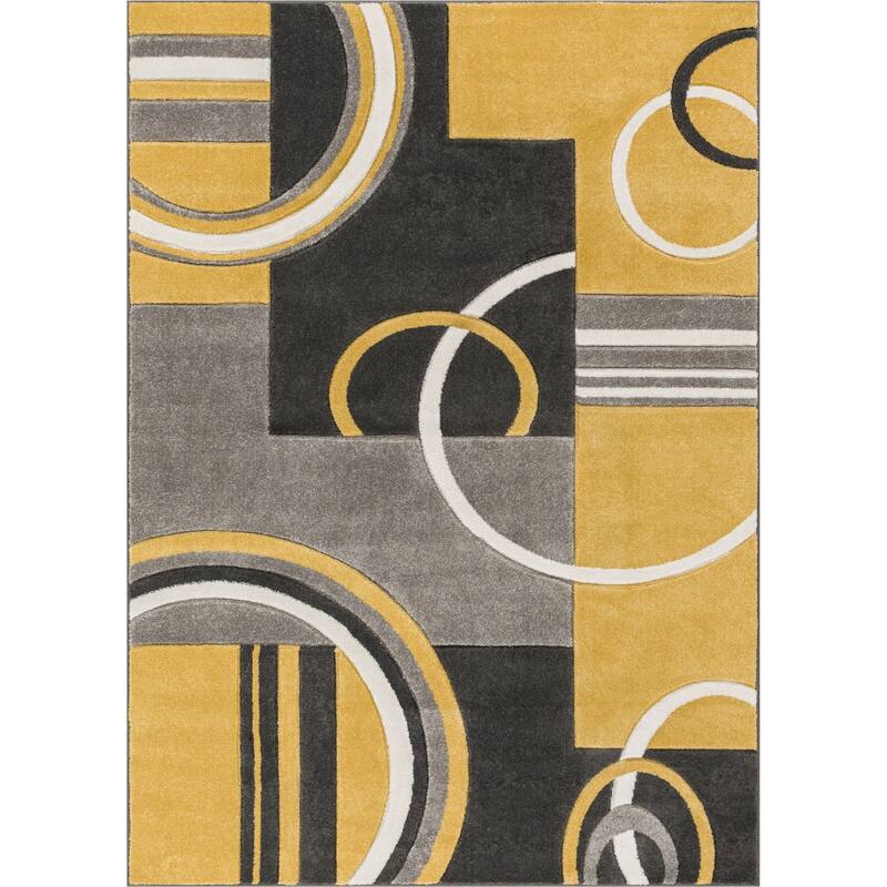 Well Woven Modern Geometric Arcs Shapes Area Rug - 3'11" x 5'3"