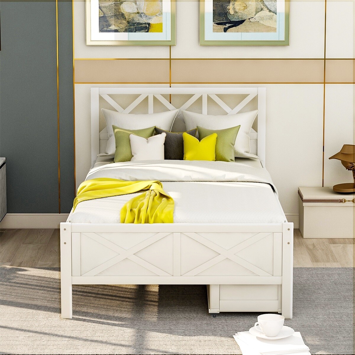 Merax Twin Size Platform Bed With Storage Overstock 32572959