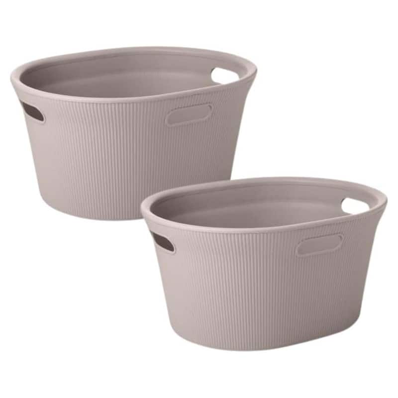 Superio Ribbed Laundry Basket, 2 Pack - 17"W x 10.5"D x 20.5"H - Brown