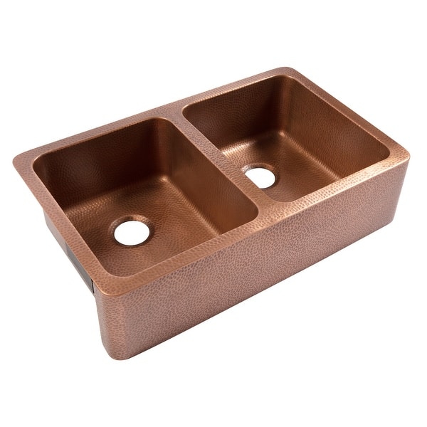 Moran Farmhouse Apron-Front Handmade Copper 36 in. 50/50 Double Bowl Kitchen Sink in Hammered Antique Copper Moran Farmhouse Apron-Front Handmade Copper 36 in. 50/50 Double Bowl Kitchen Sink in Hammered Antique Copper