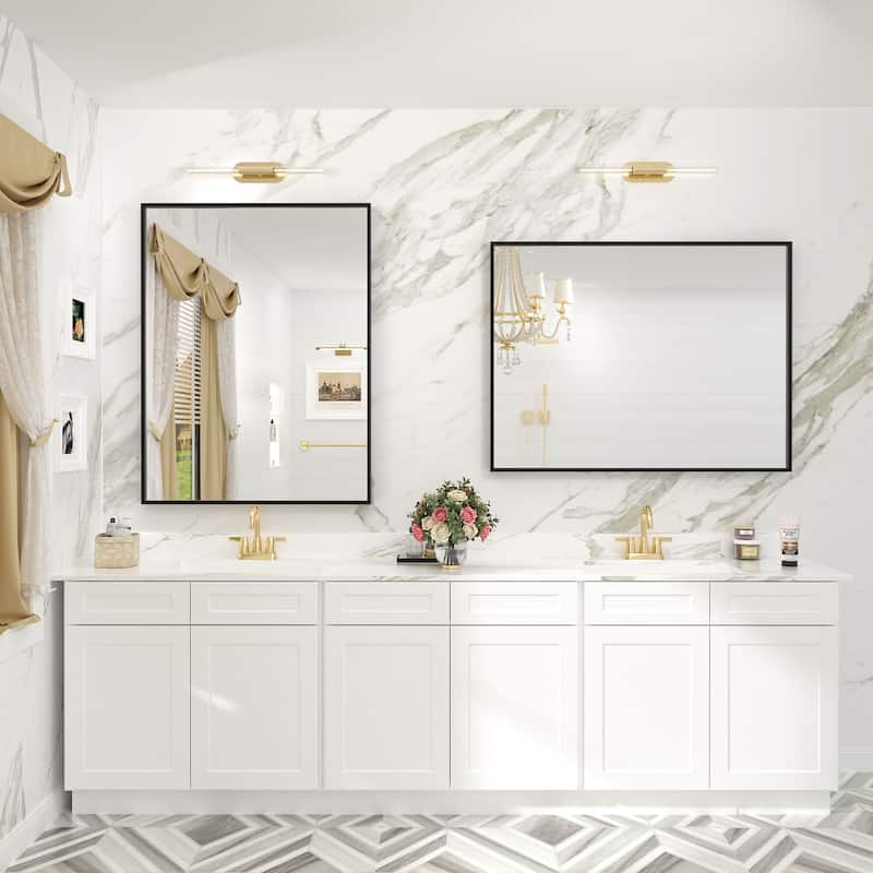 Aluminum Alloy Framed French Cleat Mounted Tempered Glass Wall Vanity Mirror