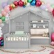 preview thumbnail 13 of 21, Twin Size House Bed with Sofa with Two Drawers and Storage Shelf