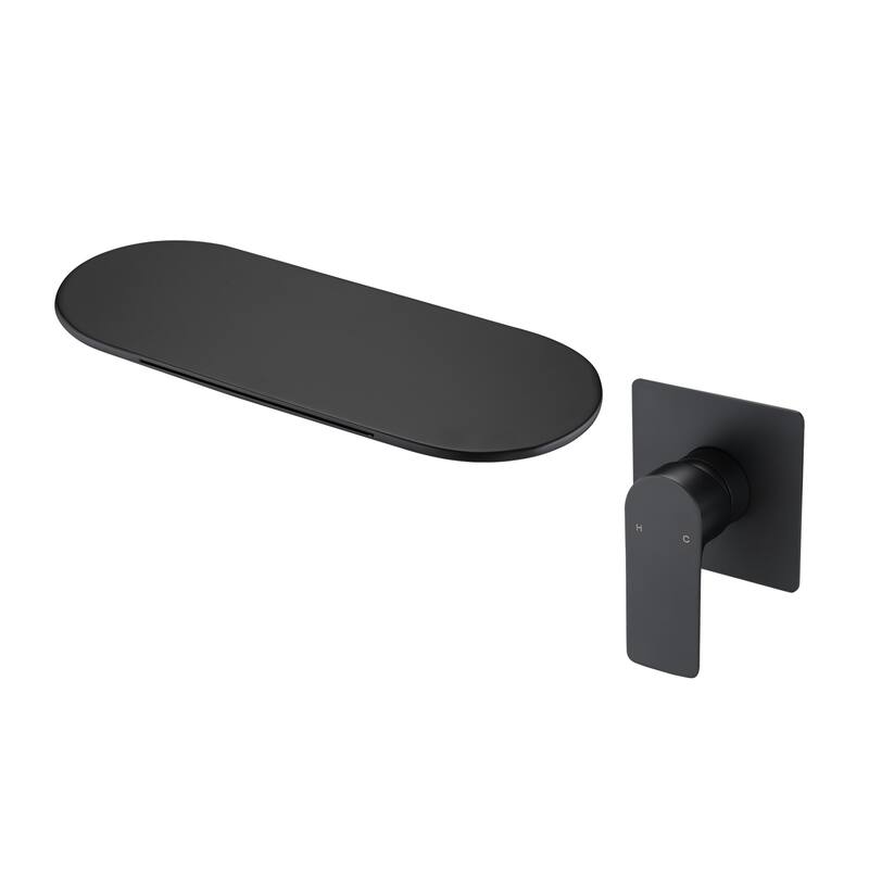 Modern Single Handle Wall Mounted Waterfall Bathroom Sink Faucet with Rough Valve and High Flow Filler, Splash Proof