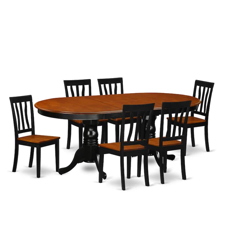 East West Furniture Dining Table Set Consist of an Oval Table with Butterfly Leaf and Dining Chairs (Chair Seat Type Options)