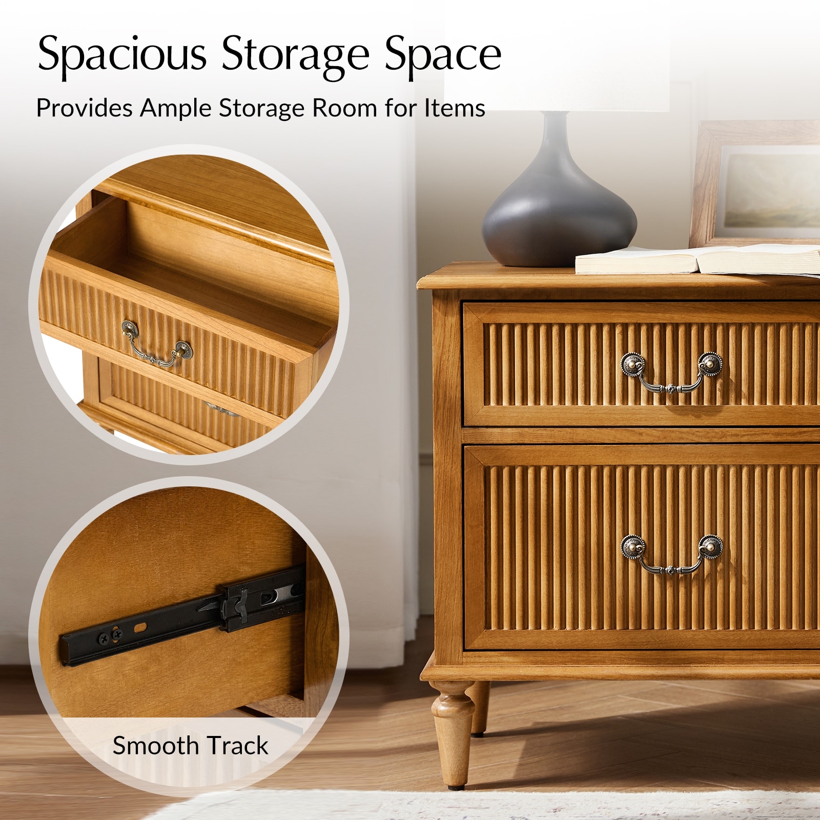 Ove Transitional 2-Drawer Solid Wood Nightstand with Built-in Power Outlet and Minimal Assembly by HULALA HOME