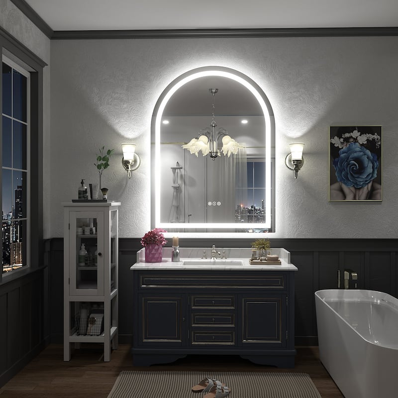 UL Certified Arched LED Anti-fog Tempered Glass Wall Bathroom Vanity Mirror