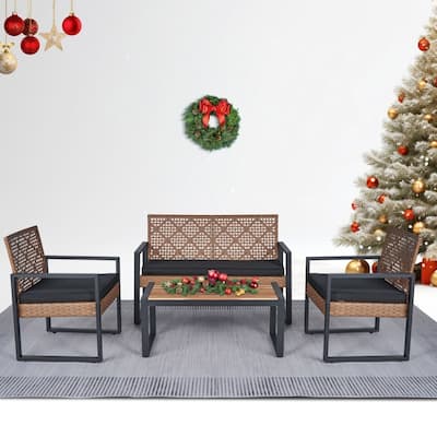 Patio 4-piece Balcony Furniture Set for Porch Garden