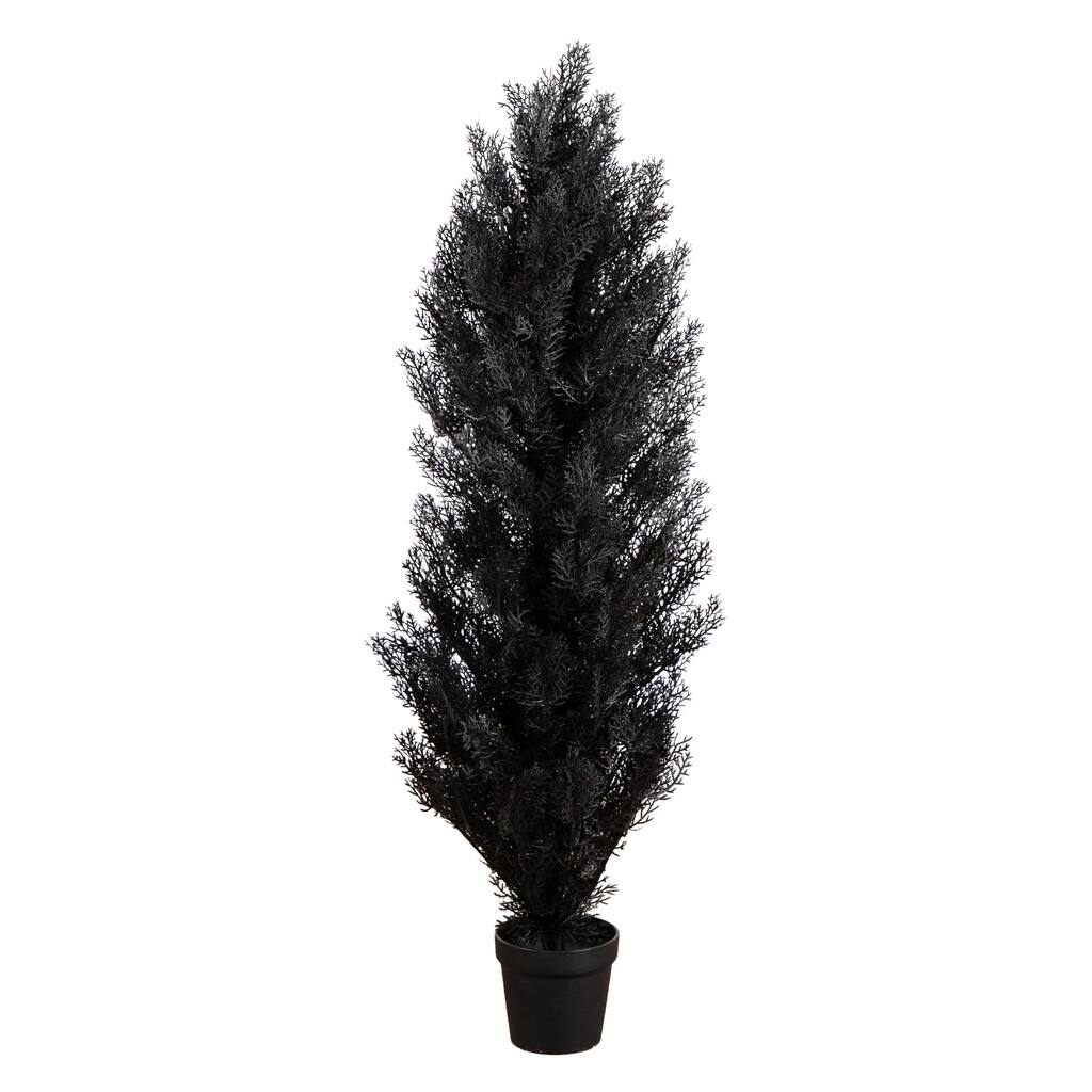 4ft. UV Resistant Artificial Halloween Black Cedar Tree (Indoor/Outdoor)