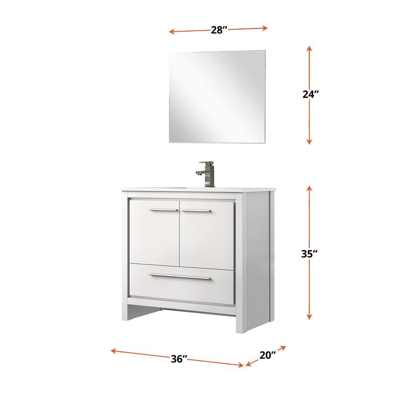Lafarre Bath Vanity with Quartz Top, Sink, Mirror and Chrome Faucet
