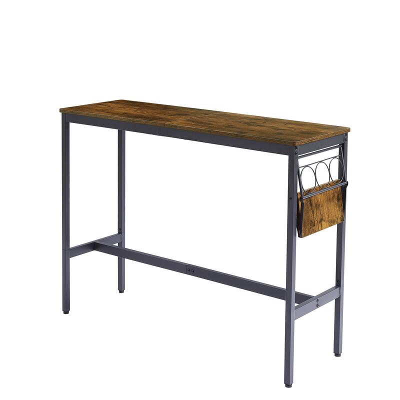 Bar Table and Chairs Set for 2, 3-Piece Dining Table Set with Bottle Storage Rack, 2 Stools for Kitchen Small Space