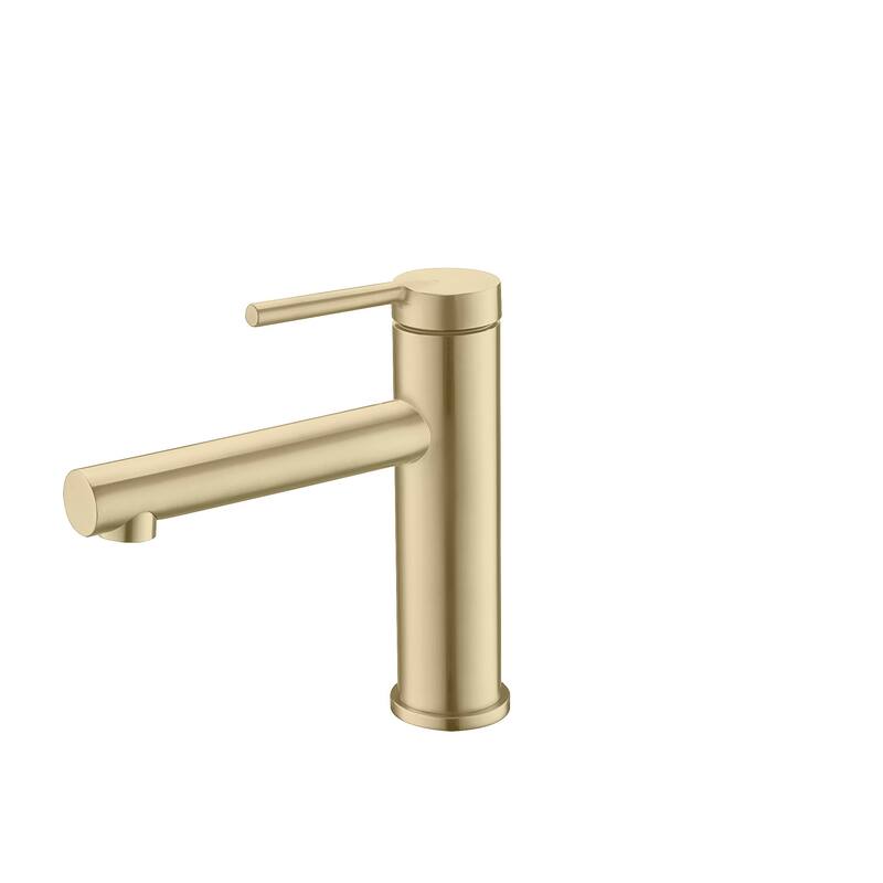 STYLISH Single Handle Modern Bathroom Basin Sink Faucet in Stainless Steel - Faucet Height: 6 3/8" Spout Height: 3 7/8" - Brushed Gold