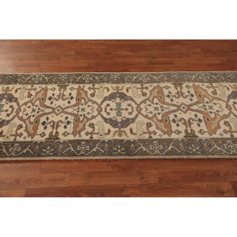 Oushak Indian Runner Rug Handmade Wool Carpet - 2'7"x 7'7"