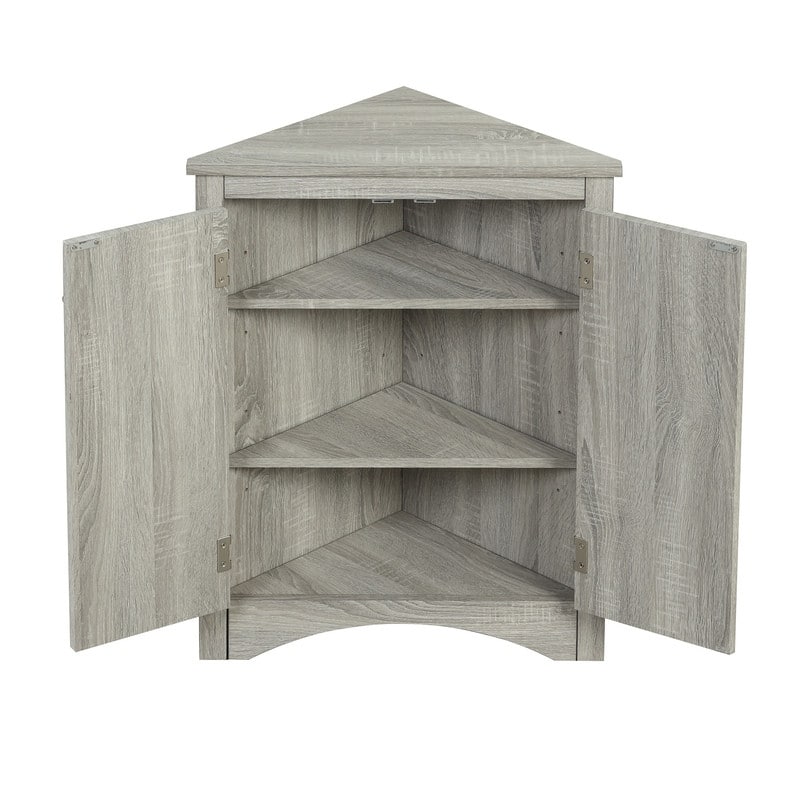 Corner Triangle Bathroom Storage Cabinet with Adjustable Shelves, Freestanding Floor Cabinet, Accent Cabinet for Living Room