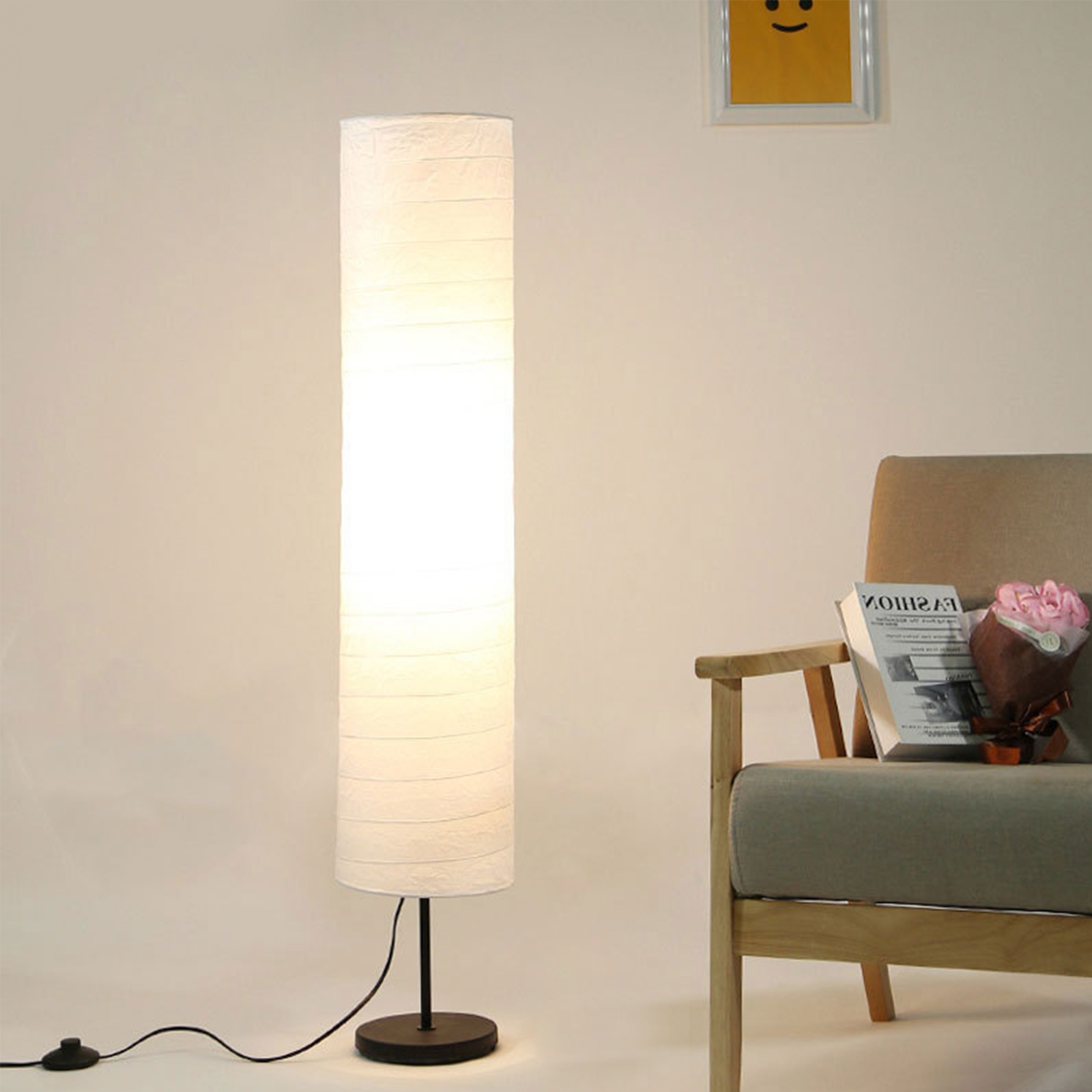 Floor Lamp Rice Paper Shade Soft Standing Light for Living Room 45.7