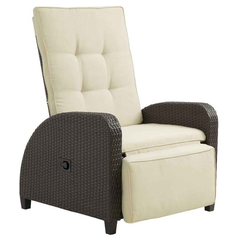 Adjustable Outdoor Lounge Chair with Backrest and Footrest, Non-Slip Legs and Weather-Resistant Cushions