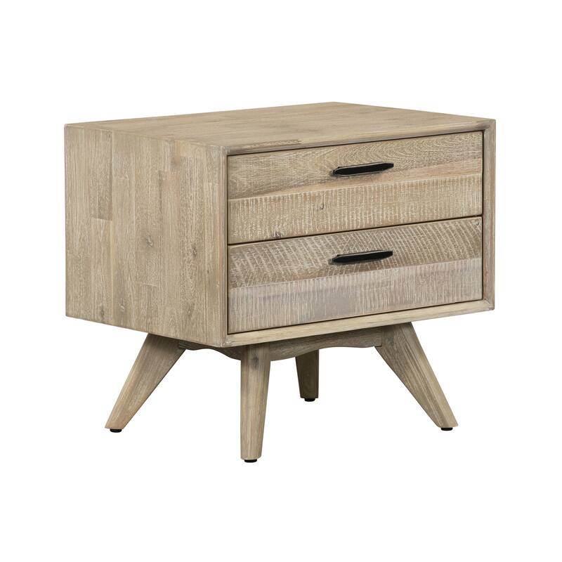 Baly Mid-Century Modern Acacia Wood 4 Piece Bedroom Set with Dresser and 2 Nightstands