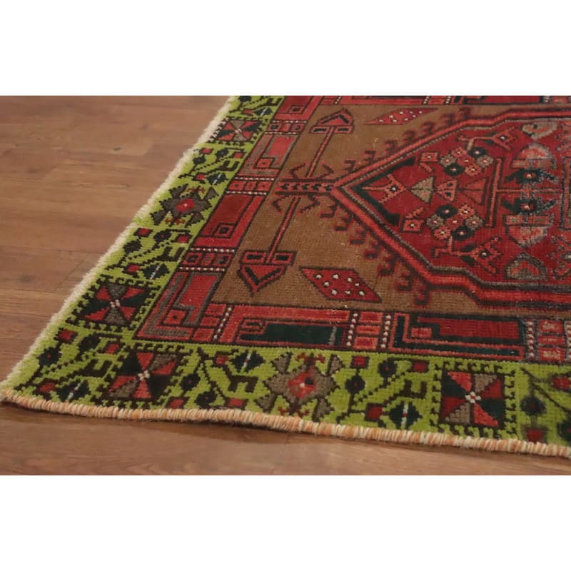 Hand Knotted Oriental 100% Wool Carpet Traditional Tribal Brown Ardebil Runner Rug - 10' 7'' X 2' 10''