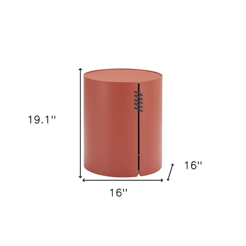 HomeRoots 19" Brown Aluminum Round Drum End Table - 16' X '19.1' X '16