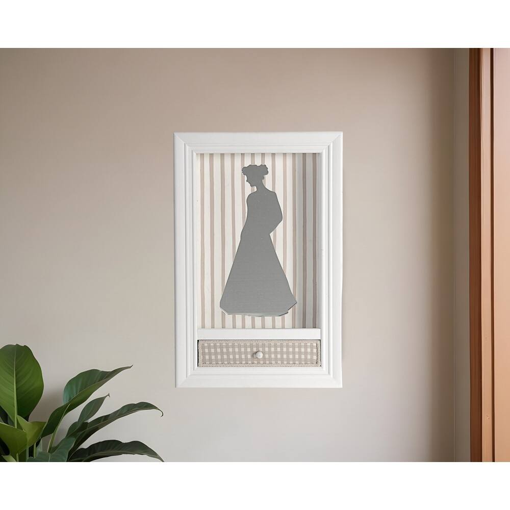 HomeRoots 19" X 12" White Glass And Wood Mother Framed Art