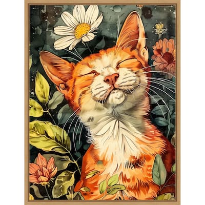Kitty Daisy by Justyna Jaszke Framed Canvas Wall Art