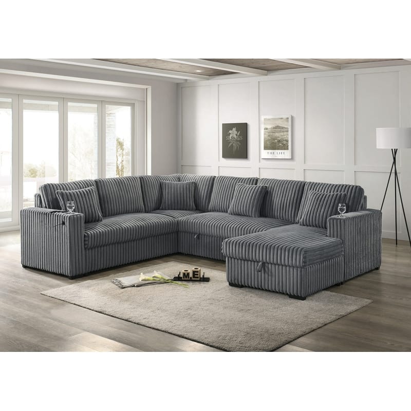Best Quality Furniture 3-Piece Sectional with Storage Chaise