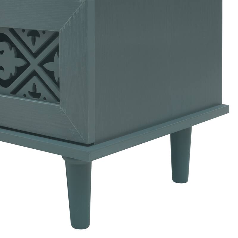 Retro Style 7-Drawer Horizontal Dresser with Carved Drawers Panel and Metal handle for Bedroom, Living Room