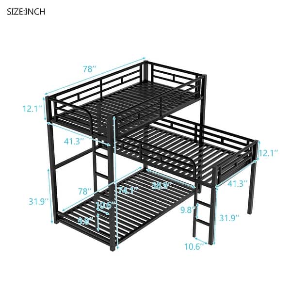 Black Twin Lshaped Metal Triple Bed Bed Bath & Beyond 35876204