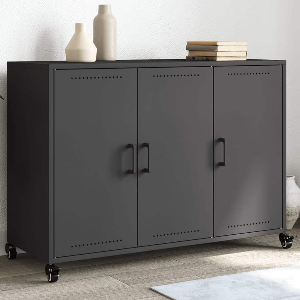 vidaXL Sideboard Black Cold-rolled steel Medium Cabinet Rectangular - 15.4 x 39.6 x 28.3
