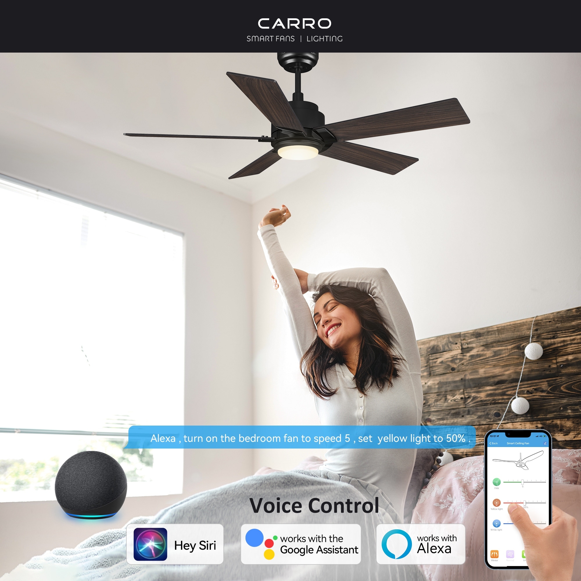 Ceiling fans that work with google home clearance