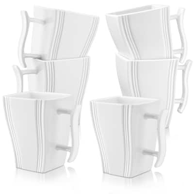 MALACASA Flora Porcelain Square 6-Piece Coffee Cup 7Oz.