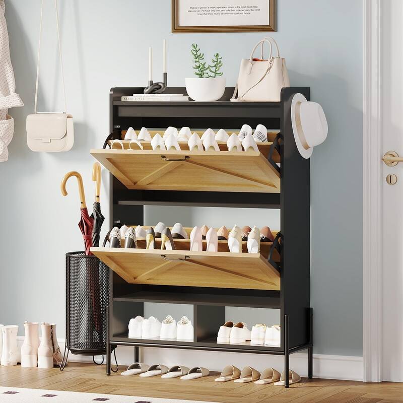 Shoe Cabinet with 2 Flip Drawers - 2 Flip Drawers