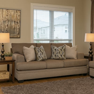 Ead Sofa, 4 Accent Throw Pillows, Foam, Nutmeg Brown Polyester 92 Inch